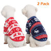 Picture of Kyaringtso Dog Sweater, 2 Pack Dog Sweaters for Small Dogs, Dog Clothes for Small Dogs Girl Boy, Ultra Soft and Warm Puppy Sweater Dog Coat for Winter Christmas (Large, Xmas Red+Xmas Blue)