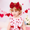 Picture of YanJie Valentines Bows Baby Girl Headband Red Bow Baby Pink Headband Heart Newborn Wide Hairbands Valentines Gift Handmade Hair Accessories Infant