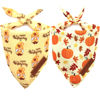 Picture of Realeaf Thanksgiving Dog Bandanas 2 Pack, Pumpkins and Happy Thanksgiving Pet Scarf for Boy and Girl, Premium Durable Fabric, Reversible Holiday Bandana for Small and Medium Dogs Pets (Small)