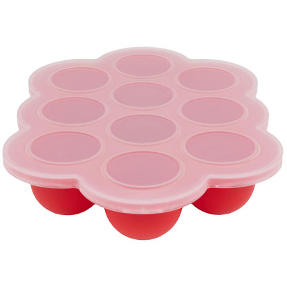 Picture of WeeSprout Silicone Baby Food Freezer Tray with Clip-on Lid - Perfect Storage Container for Homemade Baby Food, Vegetable & Fruit Purees, and Breast Milk (Bright Red, Ten 1.5 Ounce Sections)