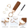 Picture of Genuine Leather Car Keychain, Handmade Knit Sheepskin Key chains for Women, Universal Key Fob Holder with 360 Degree Rotatable, Anti-Lost D-Ring, 2 Keyrings and 1 Screwdriver - Brown