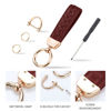 Picture of Genuine Leather Car Keychain, Handmade Knit Sheepskin Key chains for Women, Universal Key Fob Holder with 360 Degree Rotatable, Anti-Lost D-Ring, 2 Keyrings and 1 Screwdriver - Wine Red