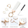 Picture of Genuine Leather Car Keychain, Handmade Knit Sheepskin Key chains for Women, Universal Key Fob Holder with 360 Degree Rotatable, Anti-Lost D-Ring, 2 Keyrings and 1 Screwdriver - White