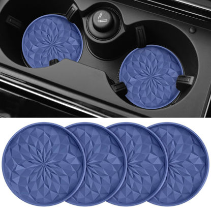Picture of ME.FAN Car Cup Coaster [4 Pack] Silicone Car Coasters/Cup Mats - 2.75In Universal Non-Slip Recessed Car Interior Accessories - Car Cup Holder Insert Coasters Navy Blue