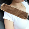 Picture of Amooca Soft Faux Fur Universal Fit Seatbelt Cover Car Truck SUV Airplane Seat Belt Shoulder Pad for Carmera Backpack Straps Neck Cushion Protector 2 Pack 10.5in Brown