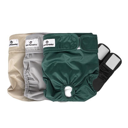 Picture of Pet Parents Washable Dog Diapers (3pack) of Durable Doggie Diapers, Premium Female Dog Diapers (X-Large, Spruce)