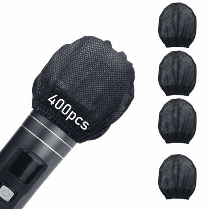 Picture of Microphone Cover 400pcs (200 pairs) Microphone Covers Disposable Individually Wrapped Mic Cover For Sanitary Mic Covers Disposable For Mic Microphone Windscreen & Pop Filters Black (400 pack-Black)