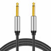 Picture of 6.35mm Instrument Cable 50Ft,Silver Color Premium 6.35mm Mono Jack 1/4" TS Cable Unbalanced Guitar Patch Cords/Instrument Cable Male to Male with Zinc Alloy Housing and Nylon Braided(50Ft/15M)