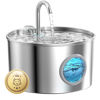 Picture of Cat Water Fountain Stainless Steel: 74oz/2.2L Cat Fountain for Drinking - Pet Water Fountain for Cats Inside - Quiet Cat Water Bowl Dispenser - Cat Drinking Fountains - for Cats&Pets& Small Animals