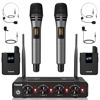 Picture of TONOR Wireless Microphone System, 4 * 10-Channel UHF Cordless Handheld Mic Set with Headset/Lavalier Lapel Mics, Bodypack Transmitter, Receiver, 200ft Range for Karaoke Singing Church DJ PA Speaker