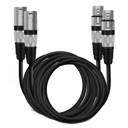 Picture of GearIT XLR to XLR Microphone Cable (3 Feet, 2-Pack) XLR Male to Female Mic Cable 3-Pin Balanced Shielded XLR Cable for Mic Mixer, Recording Studio, Podcast - Black, 3ft, 2 Pack