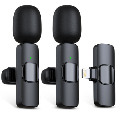 Picture of RICCHI Wireless Mini Microphone for iPhone 7-14 iPad, 2 Pack Wireless Lavalier Microphone Plug-Play Lapel Clip-on Mic for Recording, Live Streaming, Podcast, Facebook, YouTube, Vlog