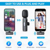 Picture of RICCHI Wireless Mini Microphone for iPhone 7-14 iPad, 2 Pack Wireless Lavalier Microphone Plug-Play Lapel Clip-on Mic for Recording, Live Streaming, Podcast, Facebook, YouTube, Vlog