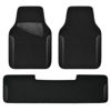 Picture of CAR PASS® Waterproof Universal Faux Leather 3Pcs Car Floor Mats, Black Car Mats Fit for SUV,Vans,sedans, Trucks,Set of Vehicles Car Carpet with Driver Heel Pad and Anti-Slip Nibs Backing (Black 3Pcs)
