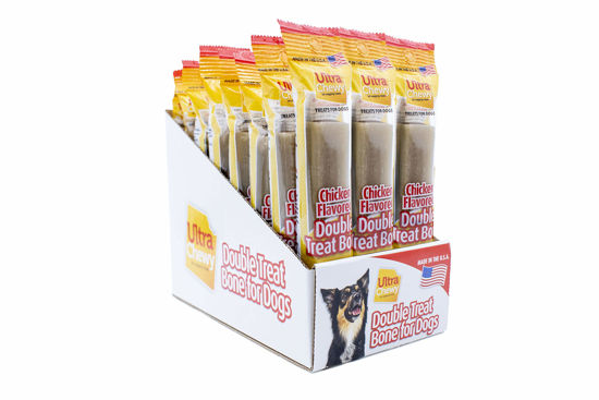 Picture of Ultra Chewy Chicken Double Treat Bones: Long-Lasting Dog Treats Made in USA for Large and Small Breeds, Highly Digestible, Ideal for Aggressive Chewers (24 Count)