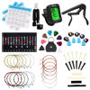 Picture of LOMEVE Guitar Accessories Kit Include Acoustic Guitar Strings, Tuner, Capo, 3-in-1 Restring Tool, Pick Holder, Bridge Pins, Nuts & Saddles, Finger Protector, Finger Picks, Fretboard Stickers (59PCS)