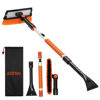 Picture of AstroAI 47.2" Ice Scrapers for Car Windshield, 3 in 1 Sturdy Snow Brush with Squeegee, 10 Adjustable Length Settings, Extendable Aluminum Handle, 180° Pivoting Snow Scraper for Car, Truck, SUV(Orange)
