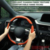 Picture of Amiss 3pcs Car Carbon Fiber Anti-Skid Steering Wheel Cover，Segmented Steering Wheel Protector, Butterfly Steering Wheel Cover, Universal 99% Car Wheel Cover Protector, Car Interior Accessories(Orange)