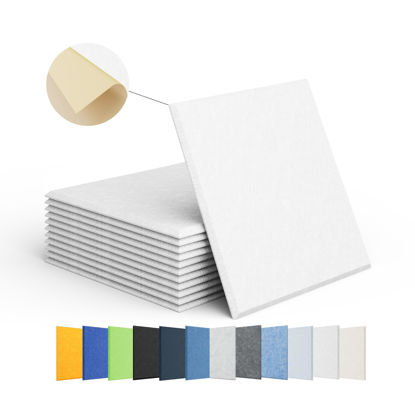Picture of Amantech 12 Pack Acoustic Panels Self Adhesive Sound Proof Foam, High Density Sound Acoustic Panel, 12X12X0.4 Inch Square Panels in Home, Office, Reccording Room, Studio,and more(Snow White)
