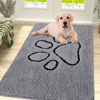 Picture of Smiry Dog Door Mat for Muddy Paws, Absorbent Dirt Trapper Non Slip Quick Dry Washable Chenille Mat for Mud Dogs, Entry Rug for Indoor and Outdoor (40x32 Inches, Grey)