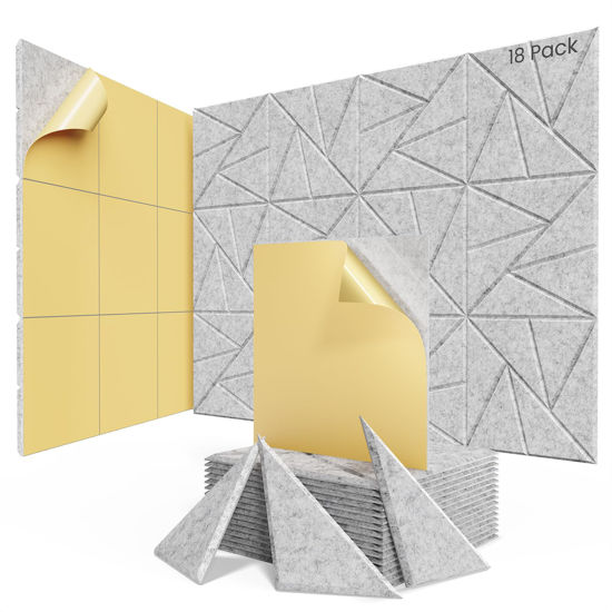 Picture of 18 pack Acoustic Panels With Self-Adhesive, 12"X 12"X 0.4"Sound Proof Foam Panels, Sound Panels High Density, Soundproof Wall Panels for Home Studio Office Grey