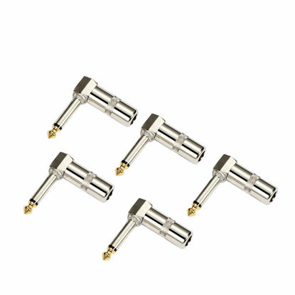 Picture of HSP-HSWITI Audio 1/4" 90 Degree Right Angle Plug, 6.35mm Heavy Duty TS Mono Male Solder Jack Connector for Speaker/Guitar/Microphone Cables - 5PACK