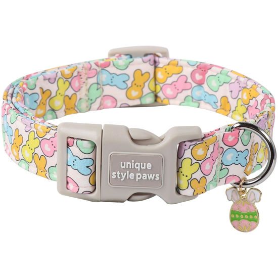 Picture of Unique style paws Easter Day Dog Collar Plastic Buckle Collar with Pendant Blue Sports Rabbit Ball Egg Puppy Collars Gift for Small Medium Large Boys Girls Dogs