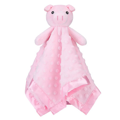 Picture of Pro Goleem Pig Loveys for Babies, Soft Security Blanket Baby Snuggle Toy Newborn Stuffed Animals Baby Gifts for Boys and Girls, 16 Inch