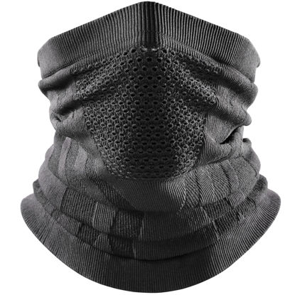 Picture of WTACTFUL Winter Neck Gaiter Neck Warmer Half Face Ski Mask Cover Shield for Cold Weather Windproof Tube Bandana Balaclava for Running Skiing Hunting Snowboarding Cycling Motorcycle Riding All Black