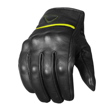 Picture of Jackets 4 Bikes Men's Premium Leather Street Motorcycle Protective Cruiser Biker Gel Gloves Blackgreen S