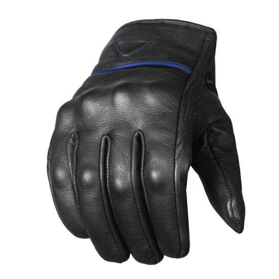 Picture of Jackets 4 Bikes Men's Premium Leather Street Motorcycle Protective Cruiser Biker Gel Gloves BlackBlue XL