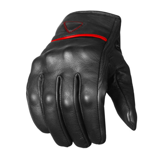 Picture of Jackets 4 Bikes Men's Premium Leather Street Motorcycle Protective Cruiser Biker Gel Gloves BlackRed S