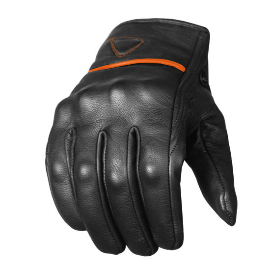 Picture of Jackets 4 Bikes Men's Premium Leather Street Motorcycle Protective Cruiser Biker Gel Gloves BlackOrange L