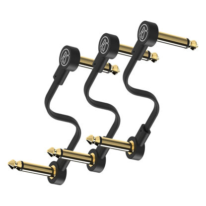 Picture of Rock Stock Guitar Pedal Patch Cables - 6 Inch S-Shape Right Angle Pedal Board Cable to Maximize Space - Durable & Low Noise Gold Plated Connectors