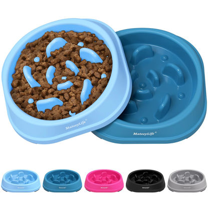 Picture of MateeyLife Small Slow Feeder Cat Bowls 2PCS, Anti-Choking Puzzle Cat Food Bowls, Anti-Slip Interactive Dog Feeding Bowls Slow Down Eating, Bloat Stop Maze Cat Dishes Dog Feeder for Small Breeds 1 Cup