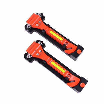 Picture of 2 PCS GoDeCho Car Safety Hammer Emergency Escape Tool with Seat Belt Cutter and Vehicle Window Glass Breaker with Light Reflective Tape