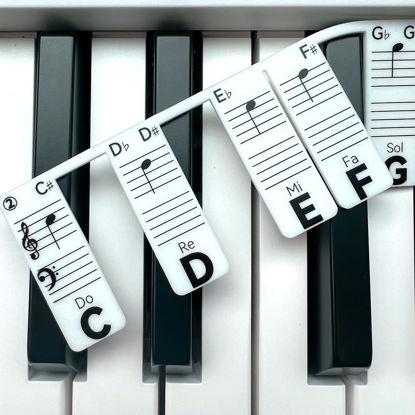 Picture of BEATBIT Piano Note Strips with Solfege (Do Re Mi…), Fit 61/54/49 Key Piano Learning, Removable Piano Keyboard Stickers