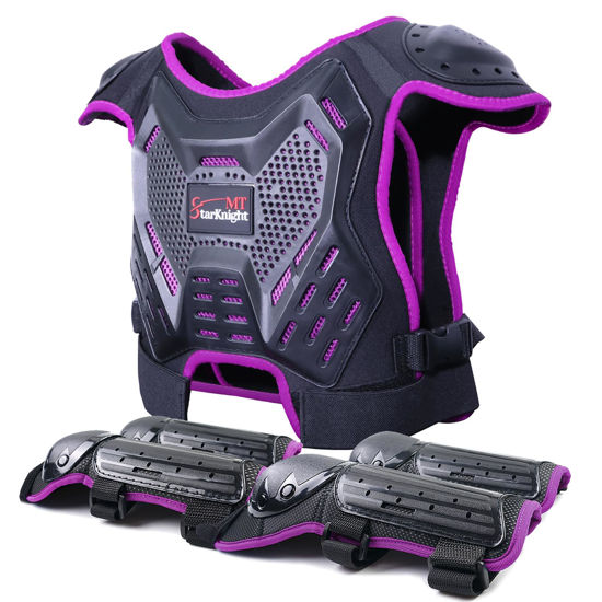 Picture of Kids Dirt Bike Gear - StarknightMT Youth Motorcycle Riding Protective Gear ATV Chest Protector Motocross Armor Suit for Boys Girls Mountain Biking Cycling, Purple
