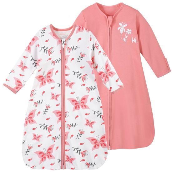 Picture of Yoofoss Baby Sleep Sack 12-18 Months Long Sleeve Wearable Blanket Baby 100% Cotton 2-Way Zipper 0.5 Tog Toddler Sleeping Sack, Lightweight(Large)