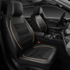 Picture of CAR PASS Universal FIT Piping Leather Two Front Seat Covers, Waterproof Faux Leather for SUV Sedan Van Truck, Airbag Compatible,Reserved Opening Holes for Headrest Covers. (Black and Beige)