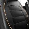 Picture of CAR PASS Universal FIT Piping Leather Two Front Seat Covers, Waterproof Faux Leather for SUV Sedan Van Truck, Airbag Compatible,Reserved Opening Holes for Headrest Covers. (Black and Beige)
