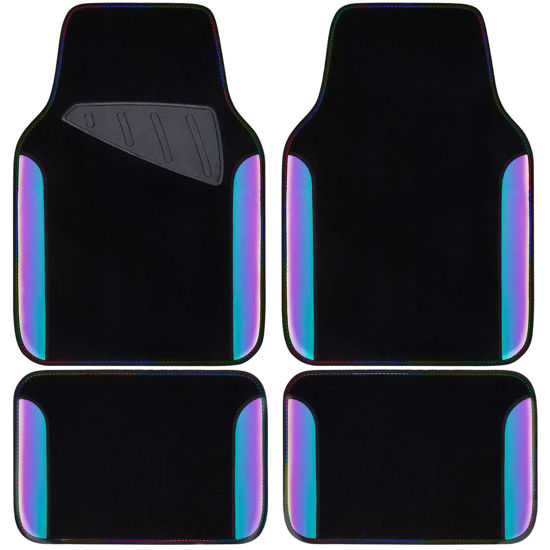 Picture of CAR PASS Chameleon Iridescent Reflective PU Leather&Waterproof Universal Carpet car Floor mats,Fit for 95% Suvs,Sedans,Vans,Trucks&Car Mat for Women(Reflective Color Change)