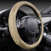 Picture of CAR PASS Line Rider Microfiber Leather Sporty Steering Wheel Cover Universal Fits for 95% Truck,SUV,Cars, Anti-Slip Safety Comfortable Desgin (Beige-Carbon Fiber)