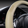 Picture of CAR PASS Line Rider Microfiber Leather Sporty Steering Wheel Cover Universal Fits for 95% Truck,SUV,Cars, Anti-Slip Safety Comfortable Desgin (Beige-Carbon Fiber)