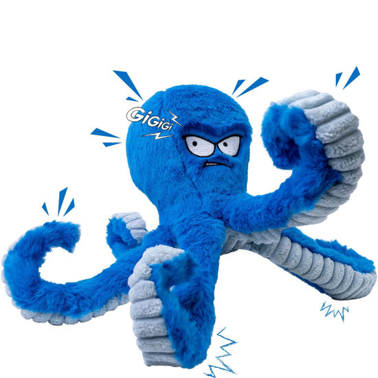 Picture of LEGEND SANDY Tough Dog Toys, Stuffed Dog Chew Toys, Large Dog Toys to Keep Them Busy, Interactive Dog Toys, Squeaky Dog Toys, Tug of War Dog Toy, Crinkle Dog Toy (Blue Octopus)