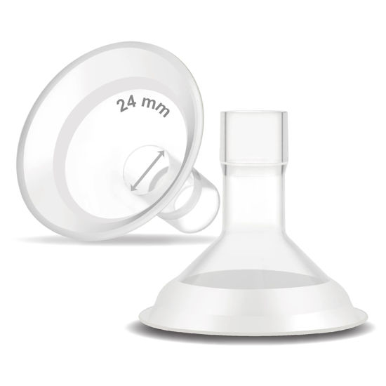 Picture of Maymom MyFit Comfy Series 24 mm Two-Piece Design Breastshield Compatible with Medela Breast Pumps; Not Original Medela Pump Parts; Replace Medela Shields; Fit MaxFlow Flex Connector; 2pc