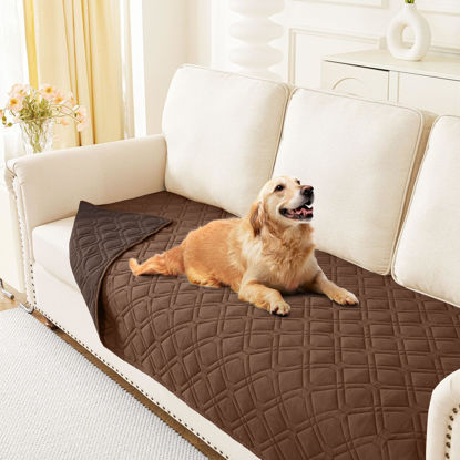 Picture of hyha Waterproof Dog Bed Blanket, Soft Pet Blankets, Waterproof Couch Cover for Dogs, Reversible Sofa Covers Washable for Furniture (30x70 Inch, Chocolate/Brown)