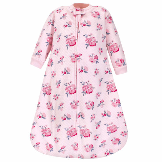 Picture of Hudson Baby Unisex Baby Premium Quilted Long Sleeve Sleeping Bag and Wearable Blanket, Pink Navy Floral, 18-24 Months