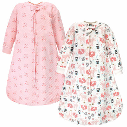 Picture of Hudson Baby Unisex Baby Premium Quilted Long Sleeve Sleeping Bag and Wearable Blanket, Girl Forest, 6-12 Months