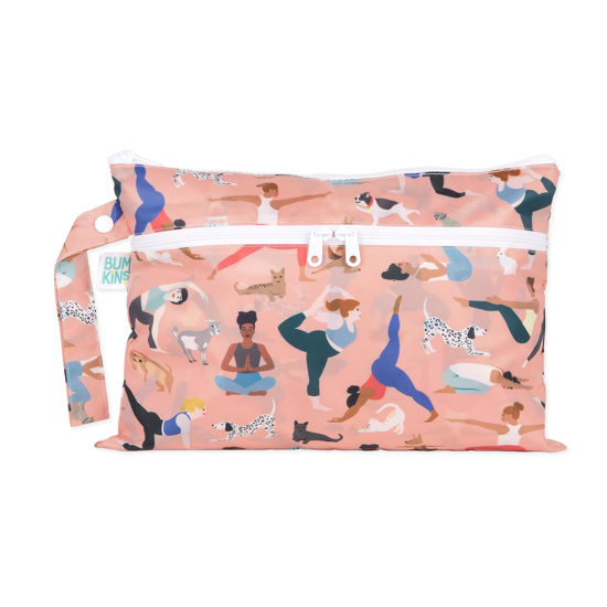 Picture of Bumkins Waterproof Wet Dry Clutch Bag for Baby, Travel, Swim Suit, Cloth Diapers, Pump Parts, Pool, Gym Clothes, Toiletry, Hook to Stroller, Pack for Daycare, Zip Bag, Packing Pouch, Yoga Pals